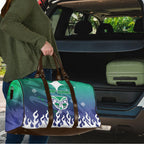 Personalized New Zealand Warriors Travel Bag Y2K Grunge Aesthetic With Cyber Flames and Starburst Graphics