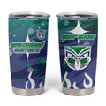 Personalized New Zealand Warriors Tumbler Cup Y2K Grunge Aesthetic With Cyber Flames and Starburst Graphics