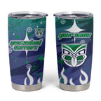 Personalized New Zealand Warriors Tumbler Cup Y2K Grunge Aesthetic With Cyber Flames and Starburst Graphics