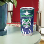 Personalized New Zealand Warriors Tumbler Cup Y2K Grunge Aesthetic With Cyber Flames and Starburst Graphics