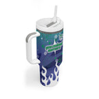 Personalized New Zealand Warriors Tumbler With Handle Y2K Grunge Aesthetic With Cyber Flames and Starburst Graphics