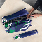 Personalized New Zealand Warriors Umbrella Y2K Grunge Aesthetic With Cyber Flames and Starburst Graphics