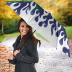 Personalized New Zealand Warriors Umbrella Y2K Grunge Aesthetic With Cyber Flames and Starburst Graphics