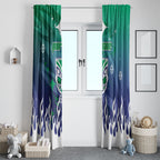 Personalized New Zealand Warriors Window Curtain Y2K Grunge Aesthetic With Cyber Flames and Starburst Graphics
