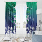 Personalized New Zealand Warriors Window Curtain Y2K Grunge Aesthetic With Cyber Flames and Starburst Graphics