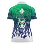 Personalized New Zealand Warriors Women Polo Shirt Y2K Grunge Aesthetic With Cyber Flames and Starburst Graphics