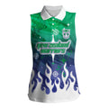 Personalized New Zealand Warriors Women Sleeveless Polo Shirt Y2K Grunge Aesthetic With Cyber Flames and Starburst Graphics