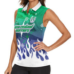 Personalized New Zealand Warriors Women Sleeveless Polo Shirt Y2K Grunge Aesthetic With Cyber Flames and Starburst Graphics