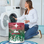 Personalized South Sydney Rabbitohs Laundry Basket Y2K Grunge Aesthetic With Cyber Flames and Starburst Graphics