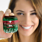 Personalized South Sydney Rabbitohs AirPods Case Y2K Grunge Aesthetic With Cyber Flames and Starburst Graphics