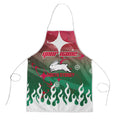 Personalized South Sydney Rabbitohs Apron Y2K Grunge Aesthetic With Cyber Flames and Starburst Graphics