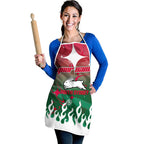 Personalized South Sydney Rabbitohs Apron Y2K Grunge Aesthetic With Cyber Flames and Starburst Graphics