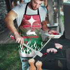 Personalized South Sydney Rabbitohs Apron Y2K Grunge Aesthetic With Cyber Flames and Starburst Graphics