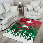 Personalized South Sydney Rabbitohs Area Rug Y2K Grunge Aesthetic With Cyber Flames and Starburst Graphics
