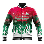 Personalized South Sydney Rabbitohs Baseball Jacket Y2K Grunge Aesthetic With Cyber Flames and Starburst Graphics