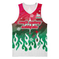 Personalized South Sydney Rabbitohs Basketball Jersey Y2K Grunge Aesthetic With Cyber Flames and Starburst Graphics