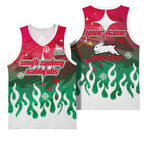 Personalized South Sydney Rabbitohs Basketball Jersey Y2K Grunge Aesthetic With Cyber Flames and Starburst Graphics