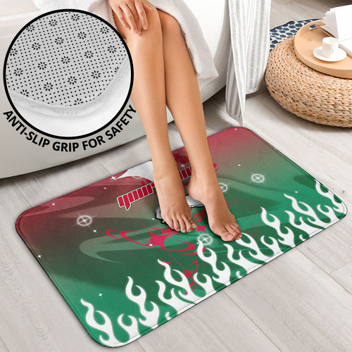 Personalized South Sydney Rabbitohs Bathroom Set Y2K Grunge Aesthetic With Cyber Flames and Starburst Graphics
