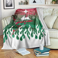 Personalized South Sydney Rabbitohs Blanket Y2K Grunge Aesthetic With Cyber Flames and Starburst Graphics