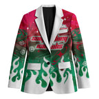 Personalized South Sydney Rabbitohs Blazer Y2K Grunge Aesthetic With Cyber Flames and Starburst Graphics
