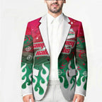 Personalized South Sydney Rabbitohs Blazer Y2K Grunge Aesthetic With Cyber Flames and Starburst Graphics