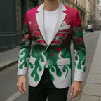 Personalized South Sydney Rabbitohs Blazer Y2K Grunge Aesthetic With Cyber Flames and Starburst Graphics