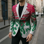Personalized South Sydney Rabbitohs Blazer Y2K Grunge Aesthetic With Cyber Flames and Starburst Graphics