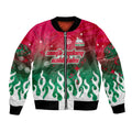 Personalized South Sydney Rabbitohs Bomber Jacket Y2K Grunge Aesthetic With Cyber Flames and Starburst Graphics