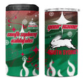 Personalized South Sydney Rabbitohs 4 in 1 Can Cooler Tumbler Y2K Grunge Aesthetic With Cyber Flames and Starburst Graphics