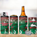 Personalized South Sydney Rabbitohs 4 in 1 Can Cooler Tumbler Y2K Grunge Aesthetic With Cyber Flames and Starburst Graphics