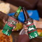 Personalized South Sydney Rabbitohs 4 in 1 Can Cooler Tumbler Y2K Grunge Aesthetic With Cyber Flames and Starburst Graphics