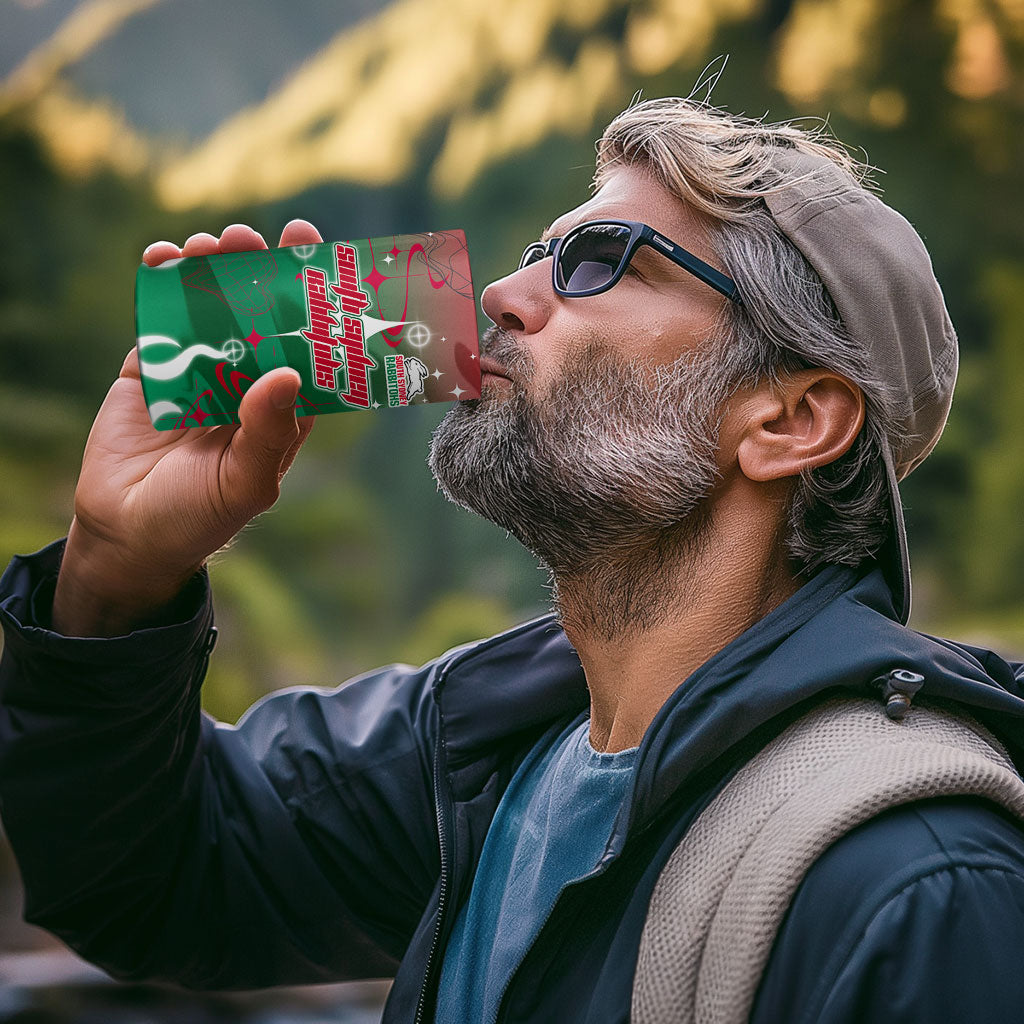 Personalized South Sydney Rabbitohs 4 in 1 Can Cooler Tumbler Y2K Grunge Aesthetic With Cyber Flames and Starburst Graphics