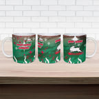 Personalized South Sydney Rabbitohs Ceramic Mug Y2K Grunge Aesthetic With Cyber Flames and Starburst Graphics