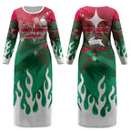 Personalized South Sydney Rabbitohs Couples Matching Long Sleeve Bodycon Dress and Long Sleeve Button Shirt Y2K Grunge Aesthetic With Cyber Flames and Starburst Graphics