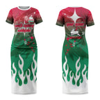 Personalized South Sydney Rabbitohs Couples Matching Short Sleeve Bodycon Dress and Hawaiian Shirt Y2K Grunge Aesthetic With Cyber Flames and Starburst Graphics