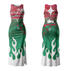 Personalized South Sydney Rabbitohs Couples Matching Tank Maxi Dress and Long Sleeve Button Shirt Y2K Grunge Aesthetic With Cyber Flames and Starburst Graphics
