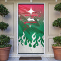 Personalized South Sydney Rabbitohs Door Cover Y2K Grunge Aesthetic With Cyber Flames and Starburst Graphics
