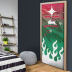 Personalized South Sydney Rabbitohs Door Cover Y2K Grunge Aesthetic With Cyber Flames and Starburst Graphics