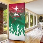 Personalized South Sydney Rabbitohs Door Cover Y2K Grunge Aesthetic With Cyber Flames and Starburst Graphics