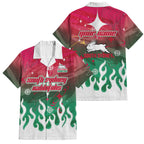 Personalized South Sydney Rabbitohs Family Matching Tank Maxi Dress and Hawaiian Shirt Y2K Grunge Aesthetic With Cyber Flames and Starburst Graphics