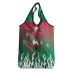 Personalized South Sydney Rabbitohs Grocery Bag Y2K Grunge Aesthetic With Cyber Flames and Starburst Graphics