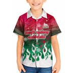 Personalized South Sydney Rabbitohs Hawaiian Shirt Y2K Grunge Aesthetic With Cyber Flames and Starburst Graphics