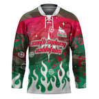 Personalized South Sydney Rabbitohs Hockey Jersey Y2K Grunge Aesthetic With Cyber Flames and Starburst Graphics