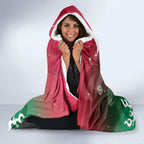 Personalized South Sydney Rabbitohs Hooded Blanket Y2K Grunge Aesthetic With Cyber Flames and Starburst Graphics
