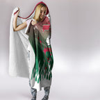 Personalized South Sydney Rabbitohs Hooded Blanket Y2K Grunge Aesthetic With Cyber Flames and Starburst Graphics