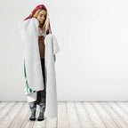 Personalized South Sydney Rabbitohs Hooded Blanket Y2K Grunge Aesthetic With Cyber Flames and Starburst Graphics