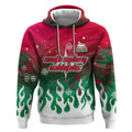 Personalized South Sydney Rabbitohs Hoodie Y2K Grunge Aesthetic With Cyber Flames and Starburst Graphics