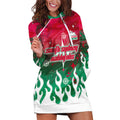 Personalized South Sydney Rabbitohs Hoodie Dress Y2K Grunge Aesthetic With Cyber Flames and Starburst Graphics