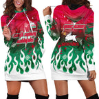 Personalized South Sydney Rabbitohs Hoodie Dress Y2K Grunge Aesthetic With Cyber Flames and Starburst Graphics