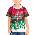 Personalized South Sydney Rabbitohs Kid Hawaiian Shirt Y2K Grunge Aesthetic With Cyber Flames and Starburst Graphics